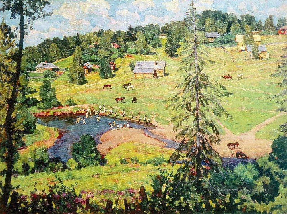 juillet bain 1925 Konstantin Yuon Peintures à l'huile